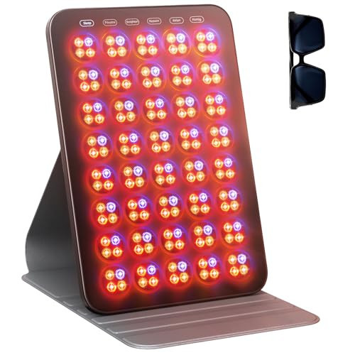 Red Light Therapy for Face 6 Modes, Portable Red Light Therapy Panel with Protective Goggles and Timer, Infrared Red Light Therapy for Body Care, Brown | Amazon (US)