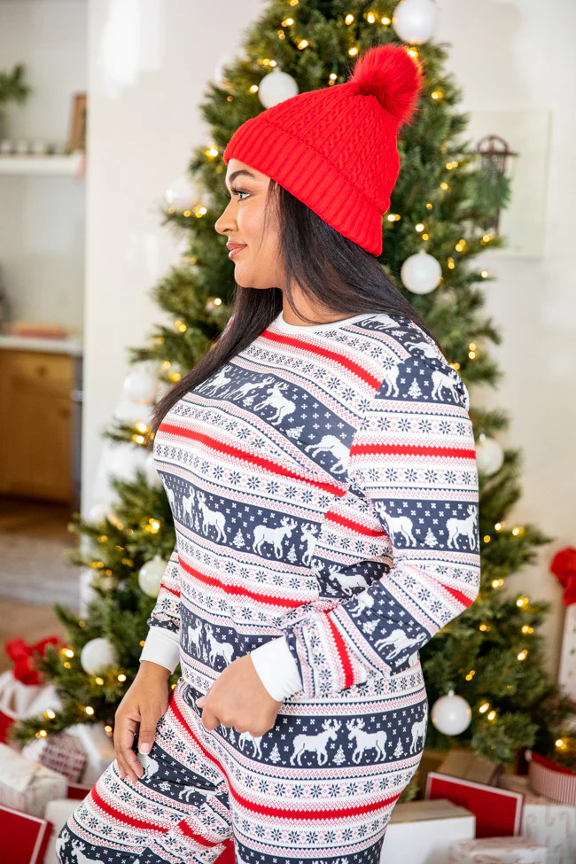 Holly And Jolly Charcoal Christmas Print Pajama Top | Pink Lily