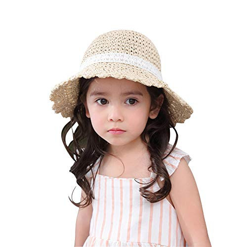 Baby Toddler Kids Girls Straw Sun Hat with Bow Floppy Wide Brim Beach Summer Protection Hats A-Light Grass | Amazon (US)