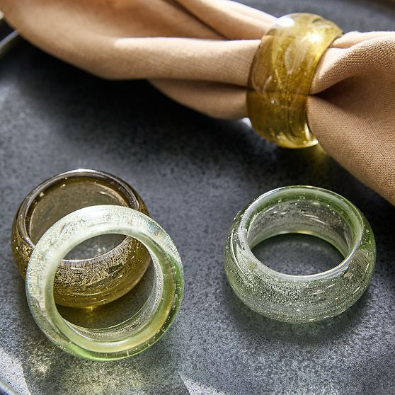 Glass Napkin Rings, Cool Multi, Set of 8 | West Elm (US)