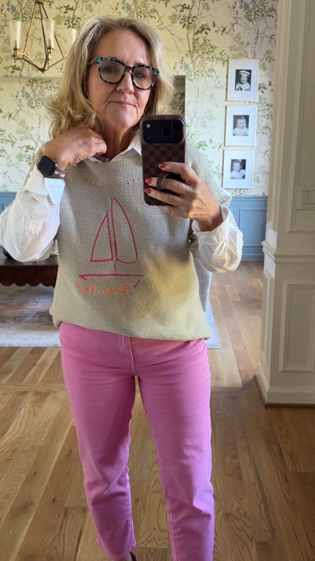 Talbots sale! 
Sweater I sized up to a
 Large petite 
Jeans size 6 I did NOT get a petite 
My shoes are almost sold out. I’ll link similar. 
This is the quince poplin blouse very relaxed for wearing a medium

#LTKSaleAlert #LTKOver40 #LTKootd