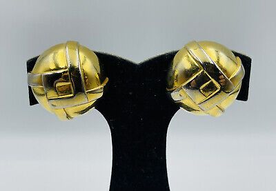 Lanvin Paris Vintage Gold Plated Large Heavy Dome Clip Earrings | eBay US