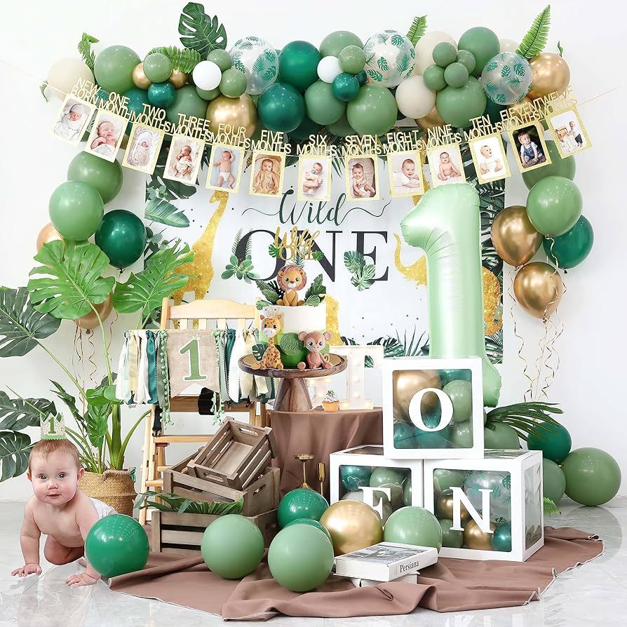 Wild One Birthday Decorations For Boys Jungle Theme Baby Shower Safari 1st Party Supplies Palm Le... | Amazon (US)