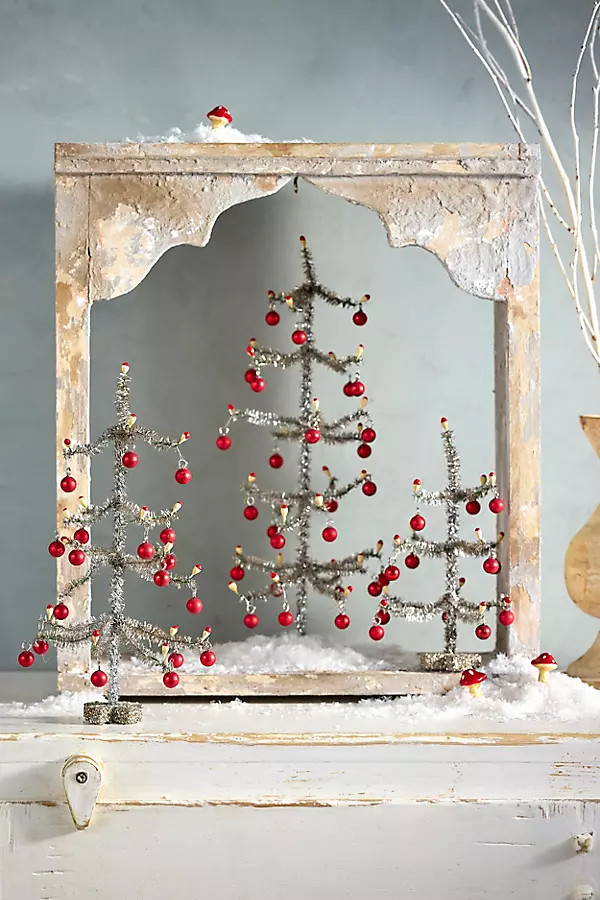 Silver Tinsel Trees, Set of 3 | Anthropologie (US)