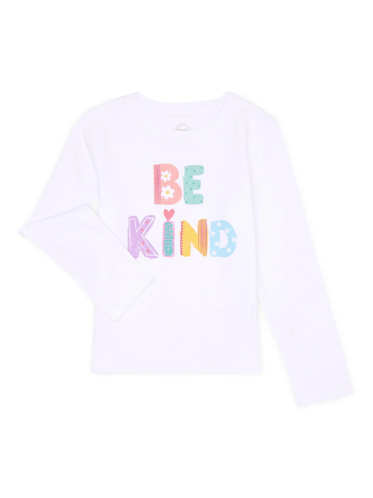 Wonder Nation Girls Long Sleeve Embellished T-Shirt, Sizes 4-18 & Plus - Walmart.com | Walmart (US)
