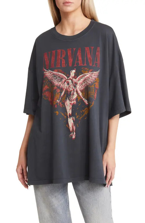 Daydreamer Nirvana Trippy Graphic T-Shirt in Vintage Black at Nordstrom | Nordstrom