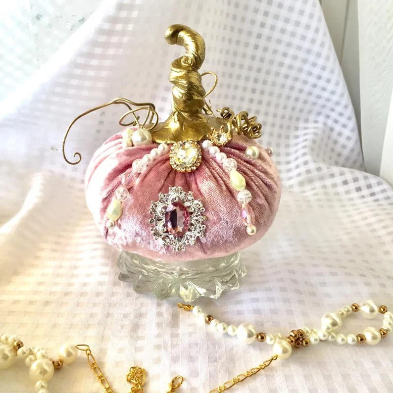 Pink velvet pumpkins  Pink pumpkin  Fall wedding decor Tiered tray decor | Etsy (US)