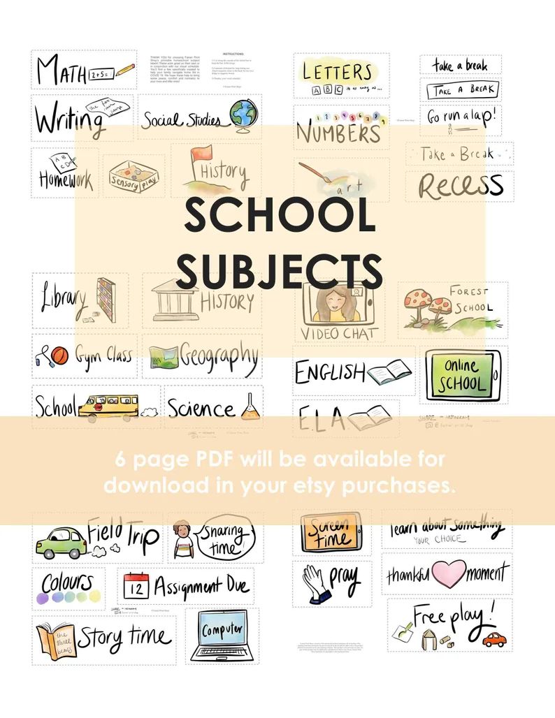 Homeschool Visual School Subjects | Etsy | Etsy (US)