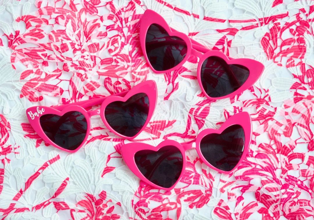 Hot Pink Barbie Bachelorette Party Sunglasses, Come on Barbie Lets Bach Party, Pink Heart Sunglas... | Etsy (US)