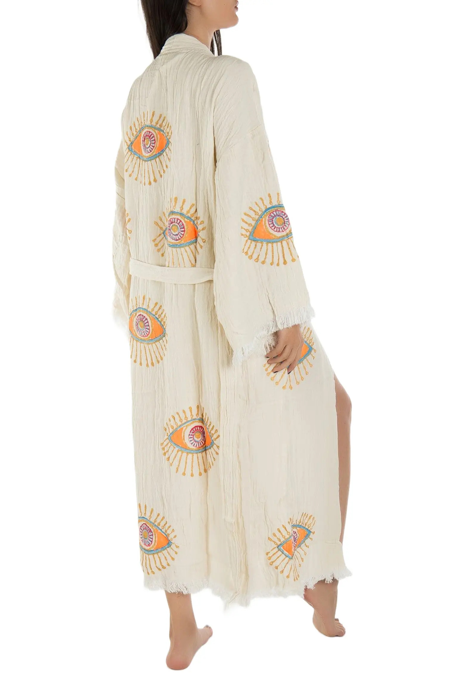 Forever & Always Shoes Aria Evil Eye Handmade Cotton Kimono in Purple at Nordstrom | Nordstrom