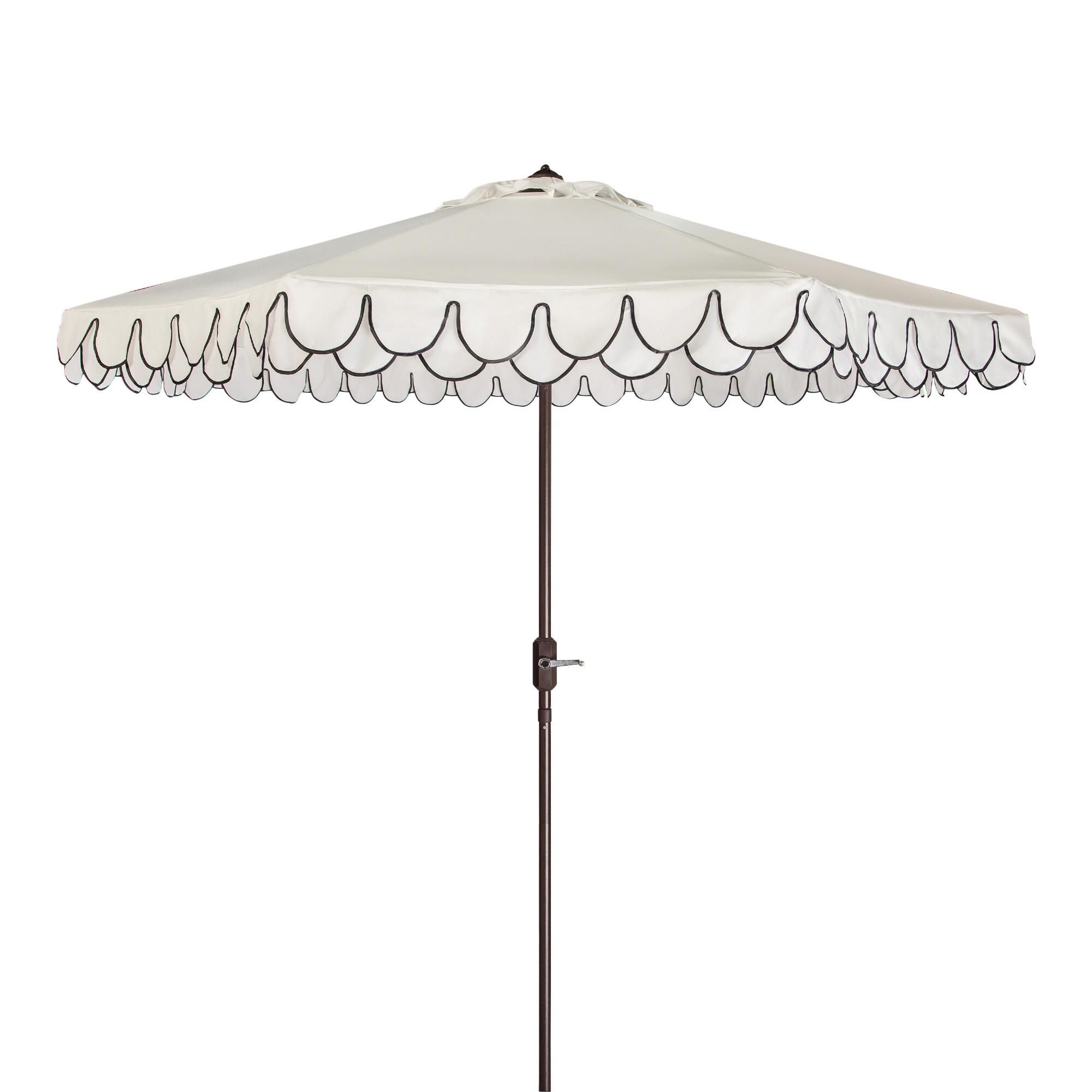 White And Black Double Scallop 9 Ft Tilting Outdoor Patio Umbrella - Fabric by World Market | World Market