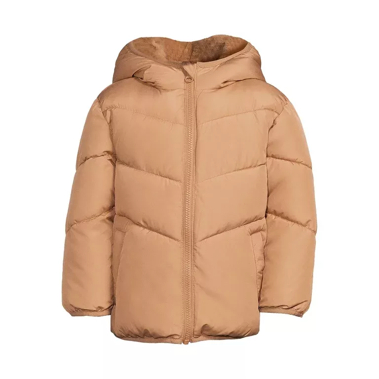 Swiss Tech Baby and Toddler Girls Puffer Jacket with Hood, Sizes