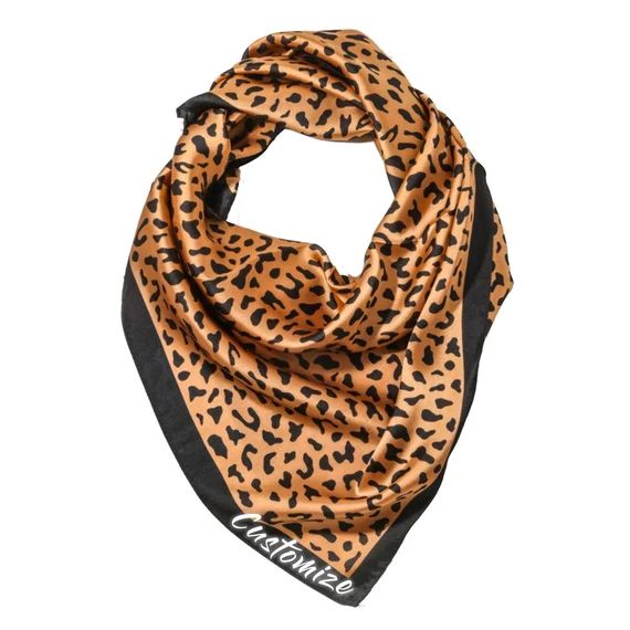 Custom Text Leopard Satin Scarf Animal Print Silky Bandana | Etsy | Etsy (US)