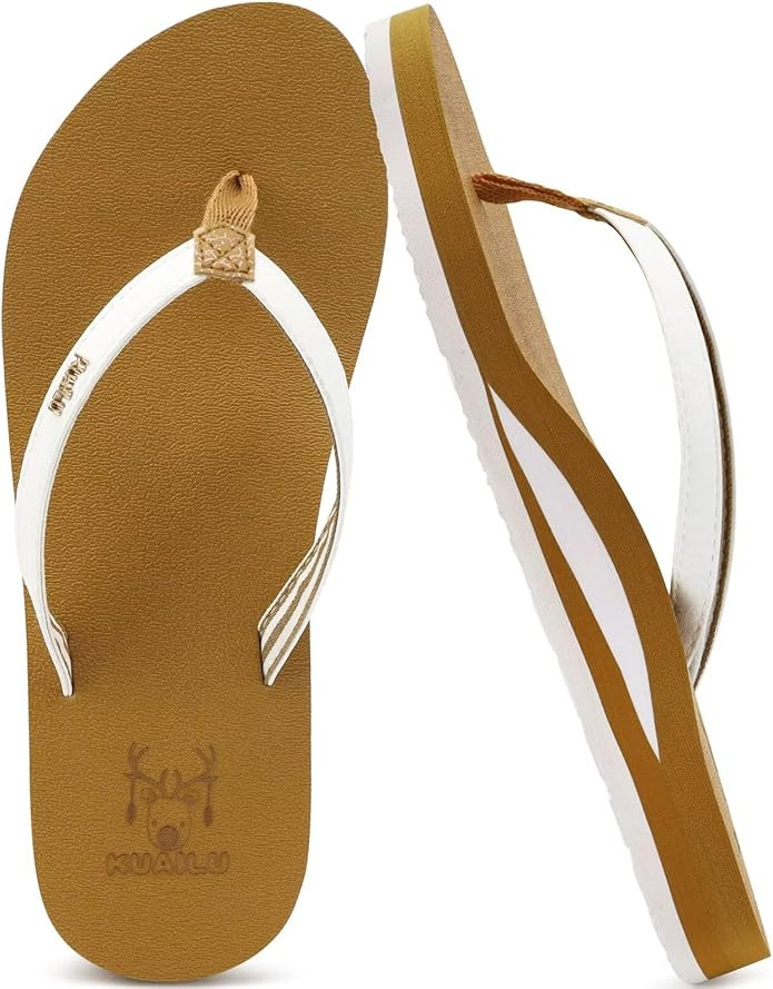 KuaiLu Womens Arch Support Flip Flops Comfortable Yoga Mat Slip on Summer Beach Walking Thong Cus... | Amazon (US)