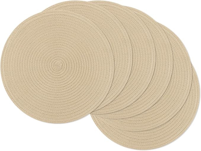 SHACOS 15 inch Round Braided Placemats Set of 6 Cotton Polyester Heat Resistant Table Mats Washab... | Amazon (US)