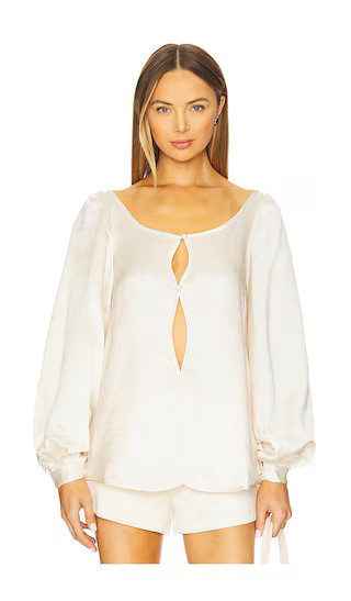 Penelope Curved Blouse in Ivory | Revolve Clothing (Global)