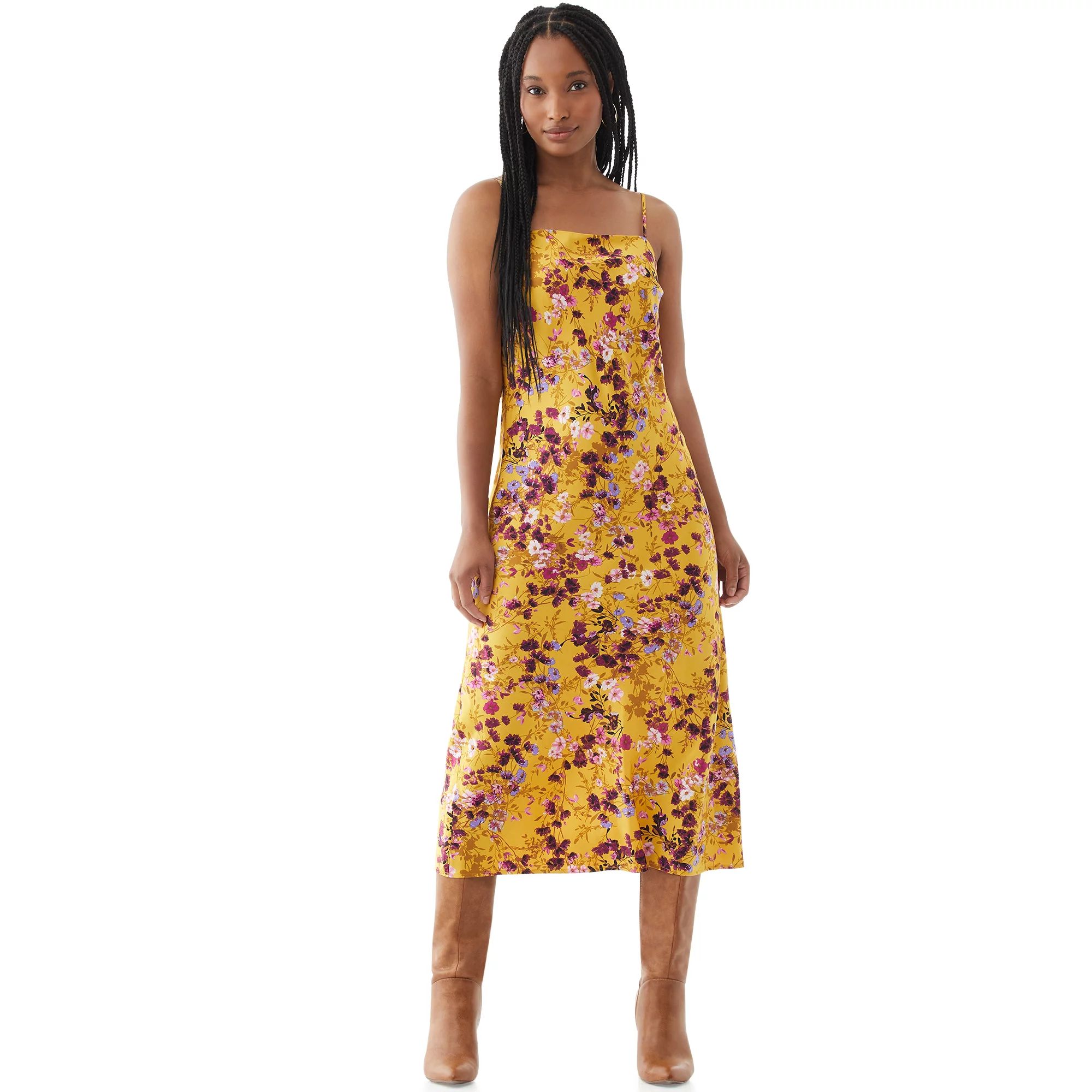 Scoop Women's Printed Midi Slip Dress | Walmart (US)