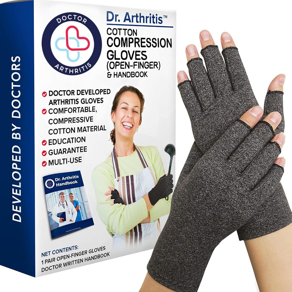 Dr.Arthritis Compression Gloves For Women & Men W/Doctor Handbook - Open Finger Arthritis Gloves ... | Amazon (UK)