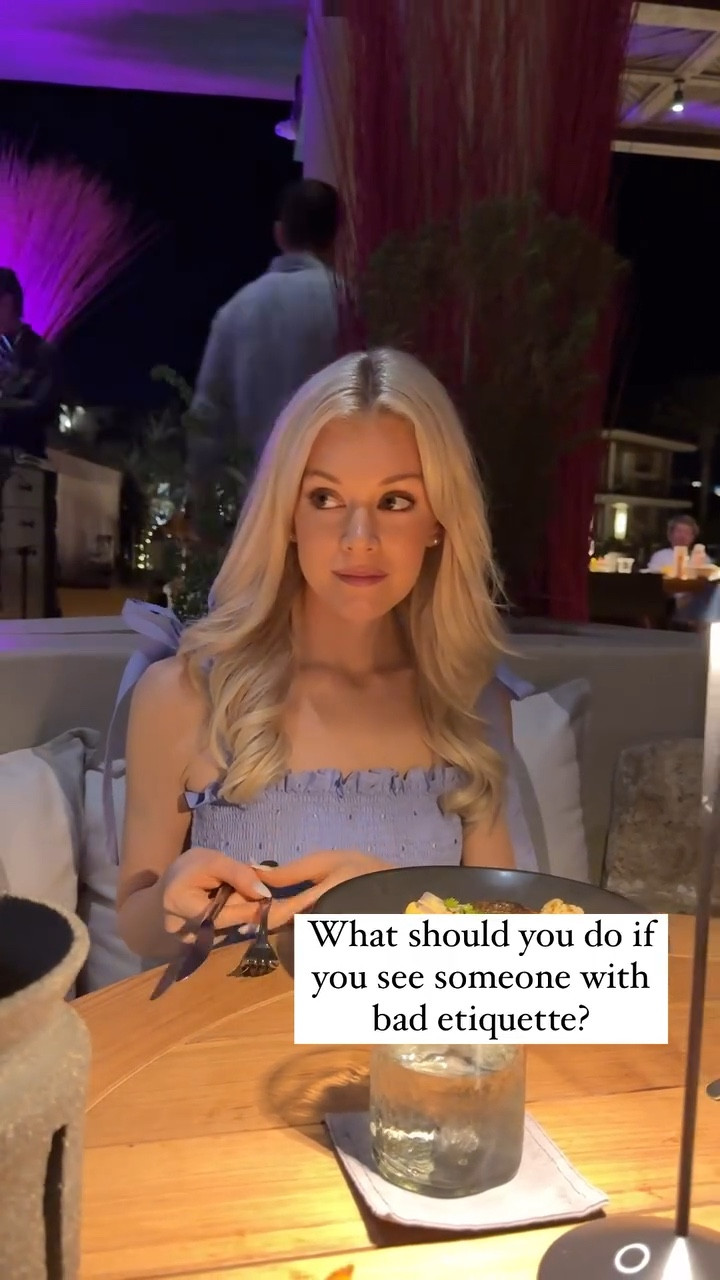 Because etiquette is about kindness not criticism.  Unless you believe the feedback is welcome and can share it an empowering ideally private way, it’s often better to keep feedback to yourself. 🩵

dress: @hillhouse 

#etiquette #modernetiquette #modernmanners #diningetiquette #kindness #respect