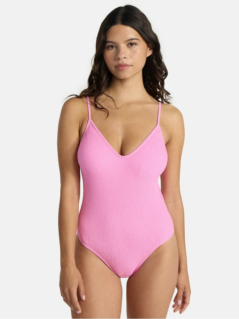 No Boundaries Crinkle One-Piece Swimsuit, Women’s | Walmart (US)