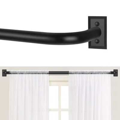 Black Wrap Around Curtain Rods 48 To 90:Blackout Heavy Duty Adjustable Window Curtain Rod For Bedroom Kitchen,Modern Industrial Curved French Return M | Wayfair North America