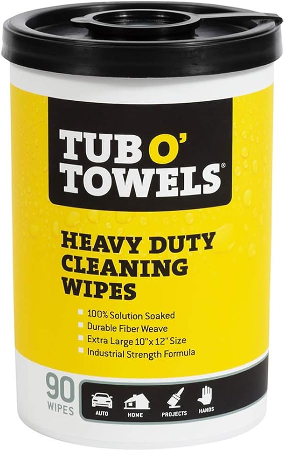 Tub O Towels TW90 Heavy-Duty 10" x 12" Size Multi-Surface Cleaning Wipes, 90 Count Per Canister | Amazon (US)