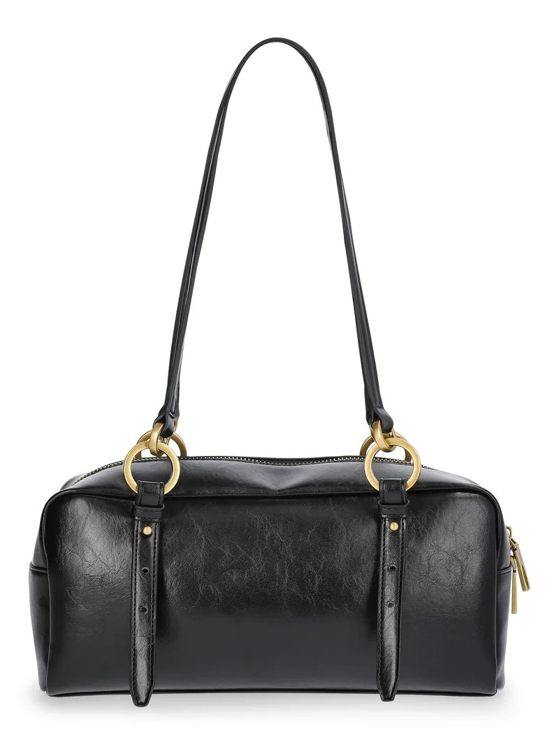 Scoop Women's Faux Leather Top Handle Shoulder Bag, Black | Walmart (US)
