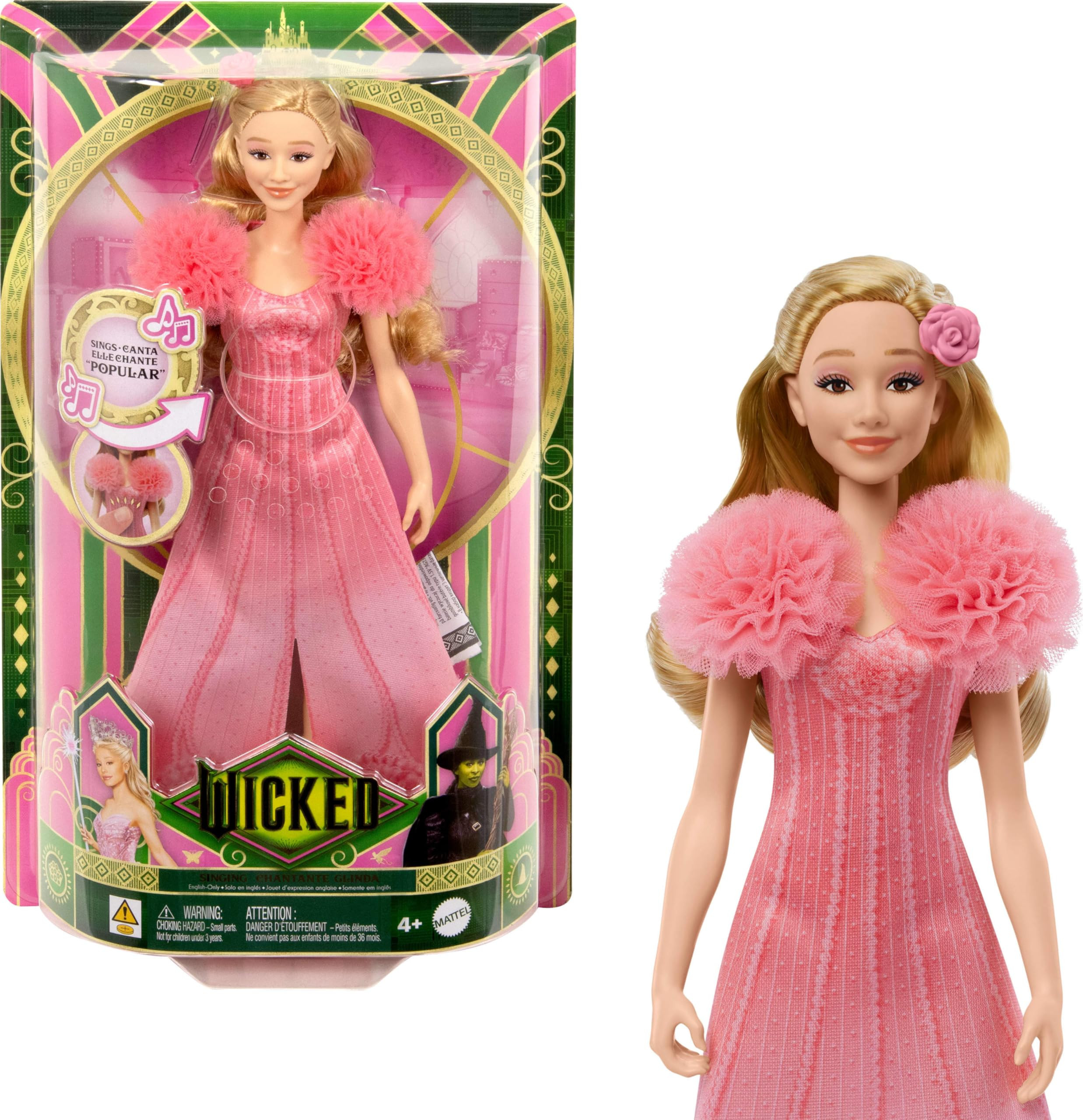 Mattel Wicked Singing Glinda Fashion Doll & Accessories, Posable with Movie-Inspired Look & Remov... | Amazon (US)