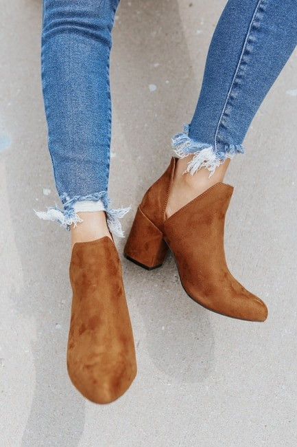 Faux Suede Brown Side Slit Booties | Magnolia Boutique
