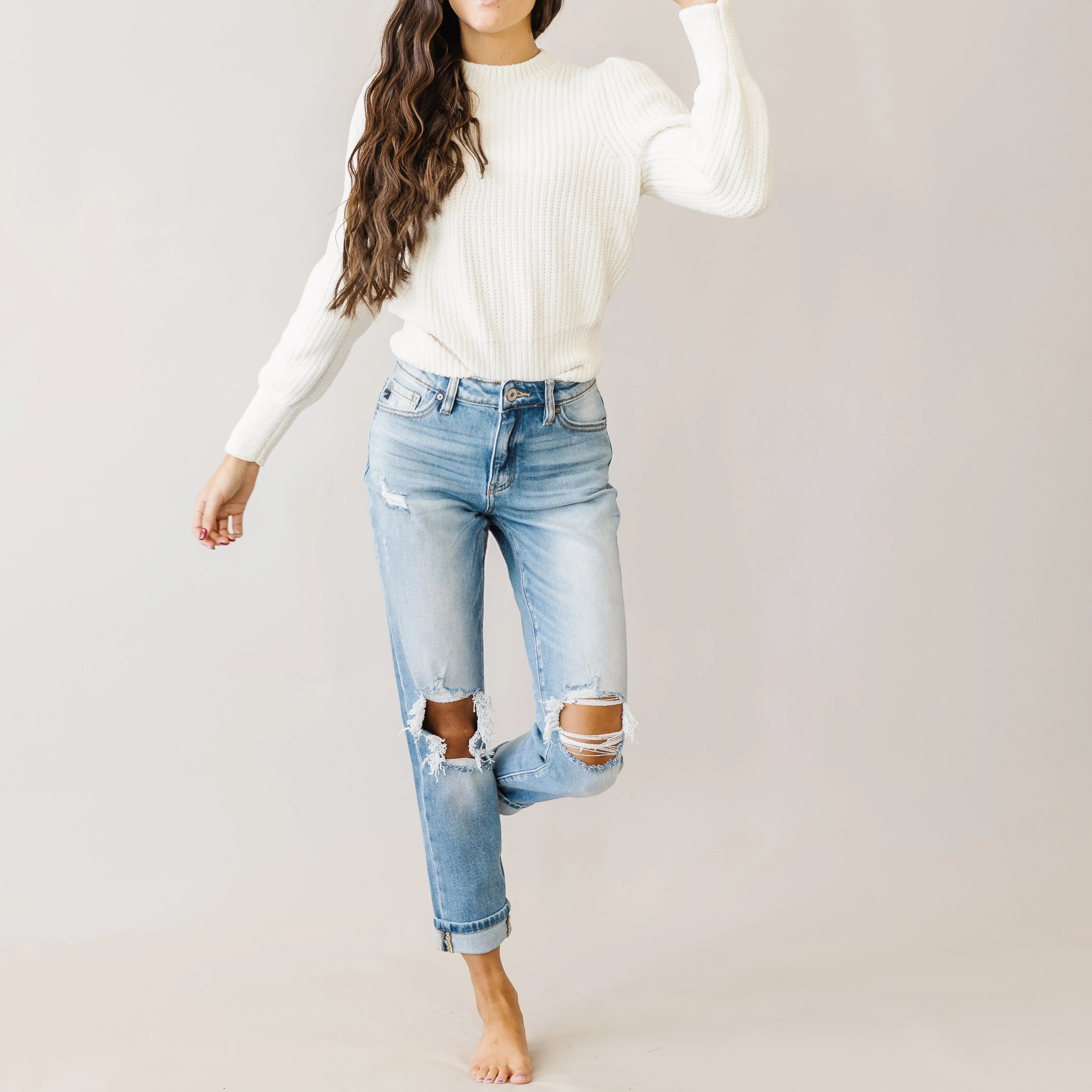 Too Much Love KanCan High Rise Relaxed Distressed Light Wash Jeans | Hashtag DNA