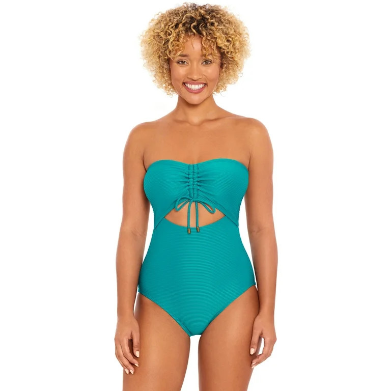Time and Tru Women's and Plus Ottoman Ribbed Cutout One Piece Swimsuit, Sizes S-3X | Walmart (US)