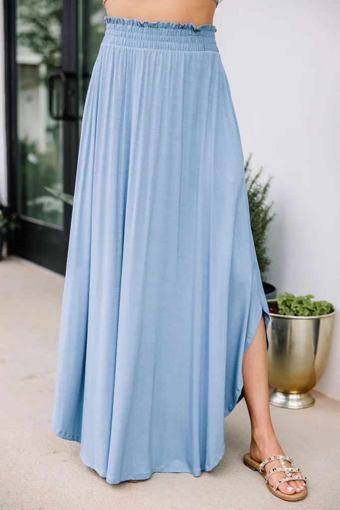 It's A Lovely Day Chambray Blue Maxi Skirt | The Mint Julep Boutique