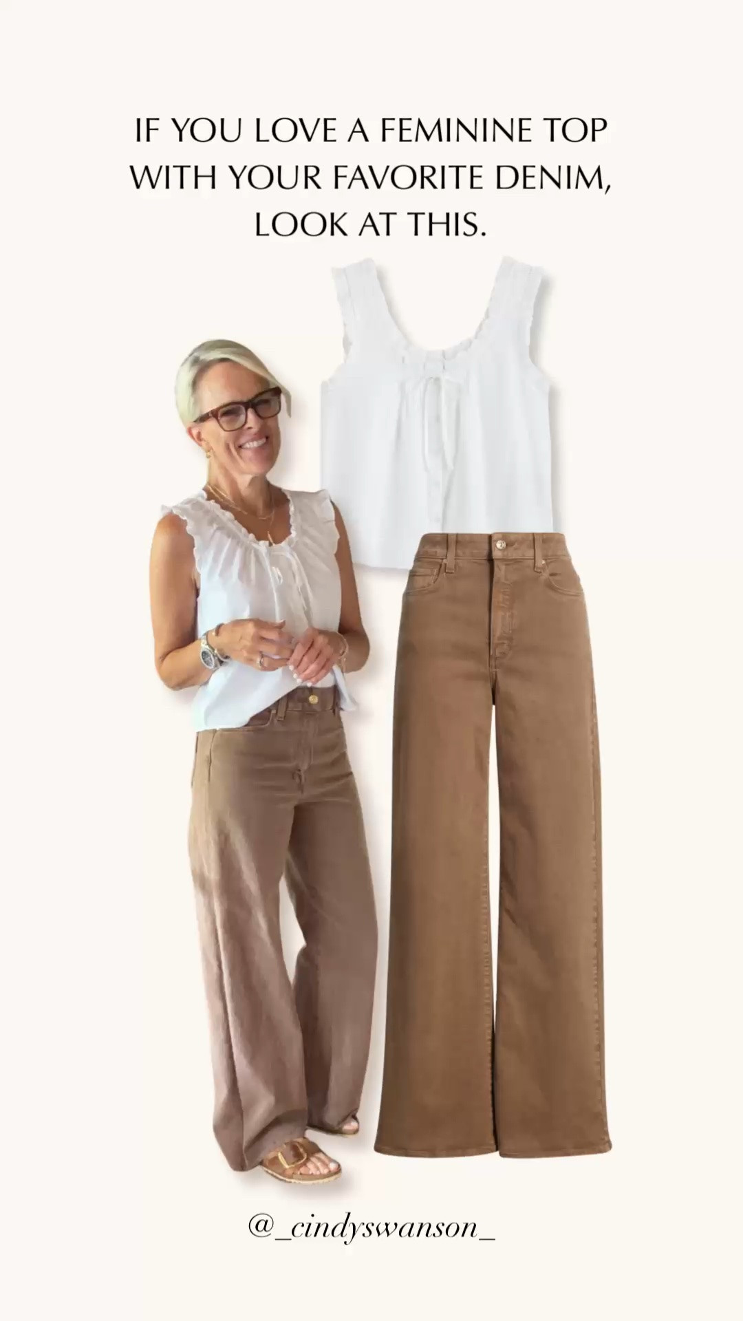 A feminine white top with your favorite denim is one of those combinations that always works. I love the pretty details on this one, it adds a little softness to the look while still feeling easy and classic with these wide-leg brown jeans.

💡 LTK MADE EASY
❤️ Heart = Support my posts!
🔖 Save = Get sale & restock alerts
📋 Lists = Keep favorites organized
📲 Share = Send lists and products to a friend. Hello, Christmas List!
💬 Comment = Ask me anything about what I’m wearing.:-)

#LTKootd #LTKgrwm #LTKOver40