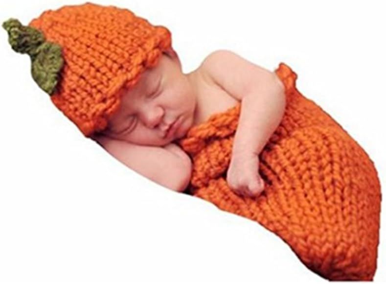 Newborn Baby Photo Props Boy Girl Photo Shoot Outfits Crochet Knit Halloween Pumpkins Hat Bag Photog | Amazon (US)