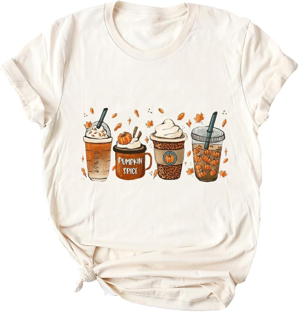 Ykomow Fall Pumpkin Shirts Womens Casual Autumn Thanksgiving Graphic Tees Halloween Tops | Amazon (US)
