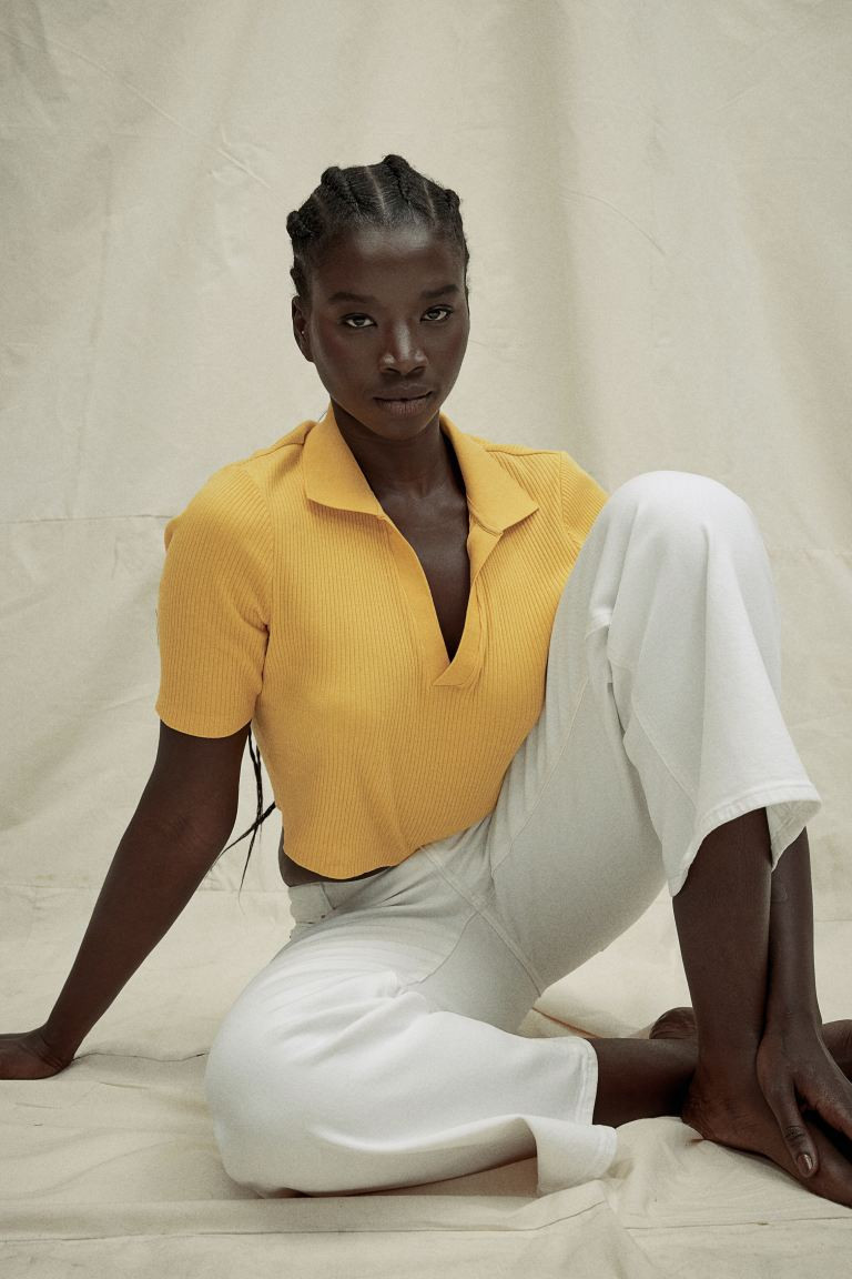 Ribbed Top with Collar | H&M (US + CA)