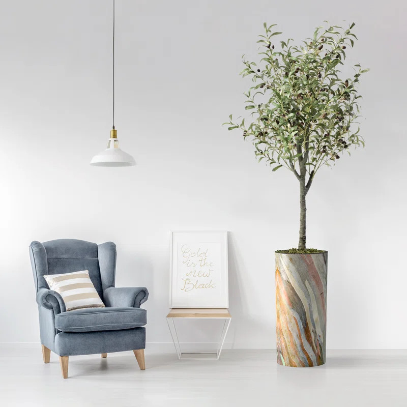 Artificial Tree In Modern Planter, Fake Olive Silk Tree Home Decoration (Plant Pot Plus Tree) | Wayfair Professional