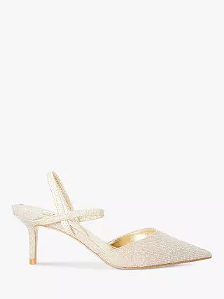 Dune Classical Elasticated Court Shoes, Gold | John Lewis (UK)