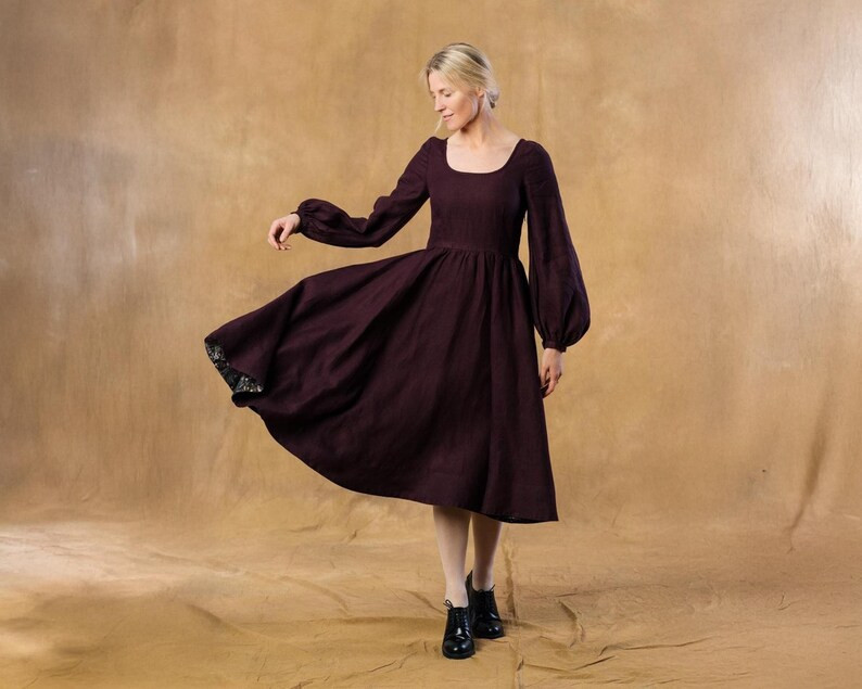 COCKTAIL PARTY DRESS | Retro Style Dress With Square Neckline Made From 100% Twill Linen - Carmen... | Etsy (UK)