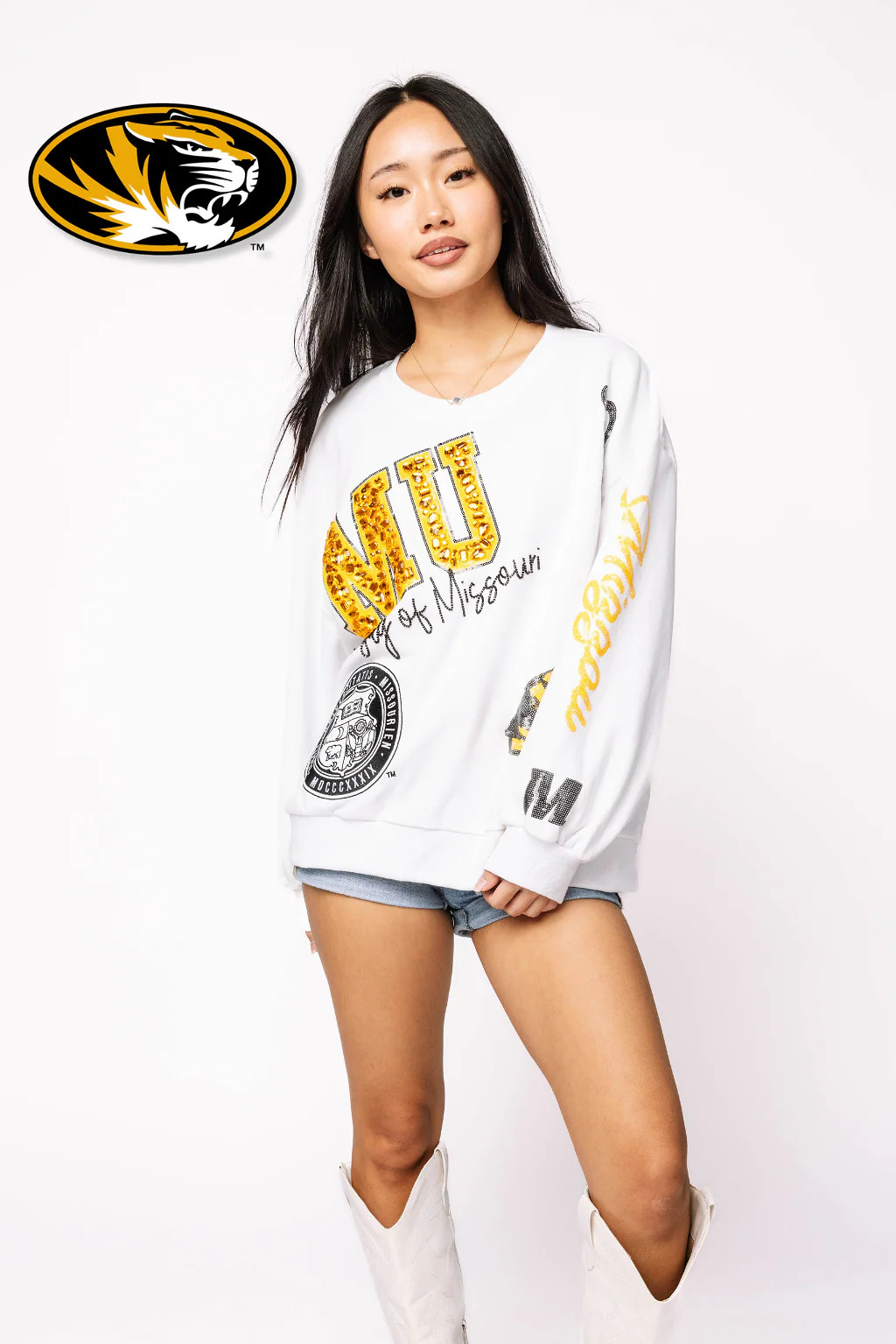 Licensed Mizzou Big Icons Scattered All Over Sweatshirt | Queen of Sparkles