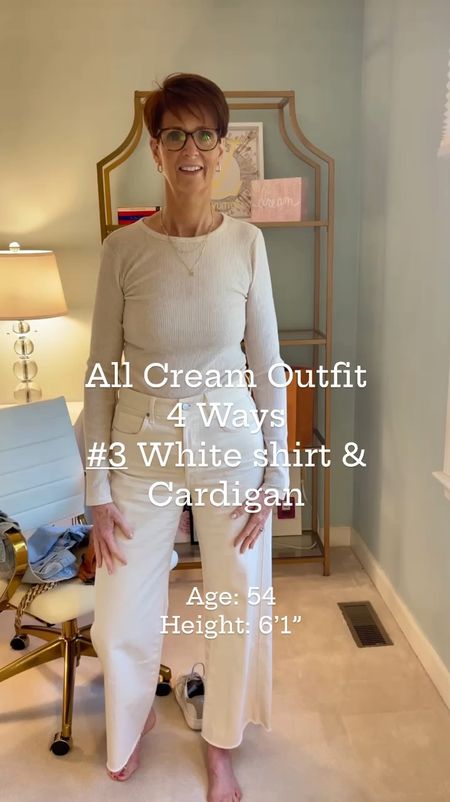 4 ways to style an all cream outfit
Look #3
White button down shirt, cream jeans, cream long cardigan, leopard belt and leopard shoes.

Over 50 fashion, tall fashion, workwear, everyday, timeless, Classic Outfits

Hi I’m Suzanne from A Tall Drink of Style - I am 6’1”. I have a 36” inseam. I wear a medium in most tops, an 8 or a 10 in most bottoms, an 8 in most dresses, and a size 9 shoe. 

fashion for women over 50, tall fashion, smart casual, work outfit, workwear, timeless classic outfits, timeless classic style, classic fashion, jeans, date night outfit, dress, spring outfit

#LTKover40 #LTKworkwear #LTKfindsunder100