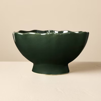 2.8L Stoneware Reactive Glaze Footed Serve Bowl Green - Hearth & Hand™ with Magnolia | Target