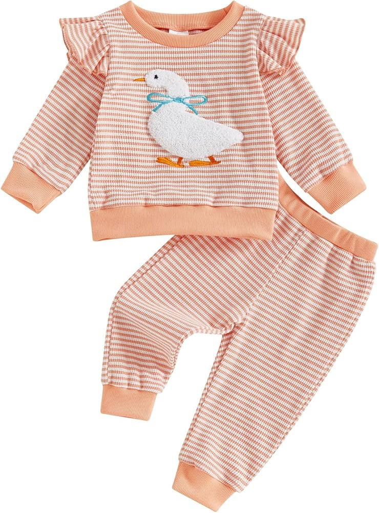 Toddler Baby Girl Halloween Outfit Pumpkin Long Sleeve Pullover Sweatshirts Pants Cute Fall Winte... | Amazon (US)