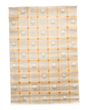 Made In Turkey 4x6 Urban Floral Checkered Grid Super Soft Shag Rug | TJ Maxx