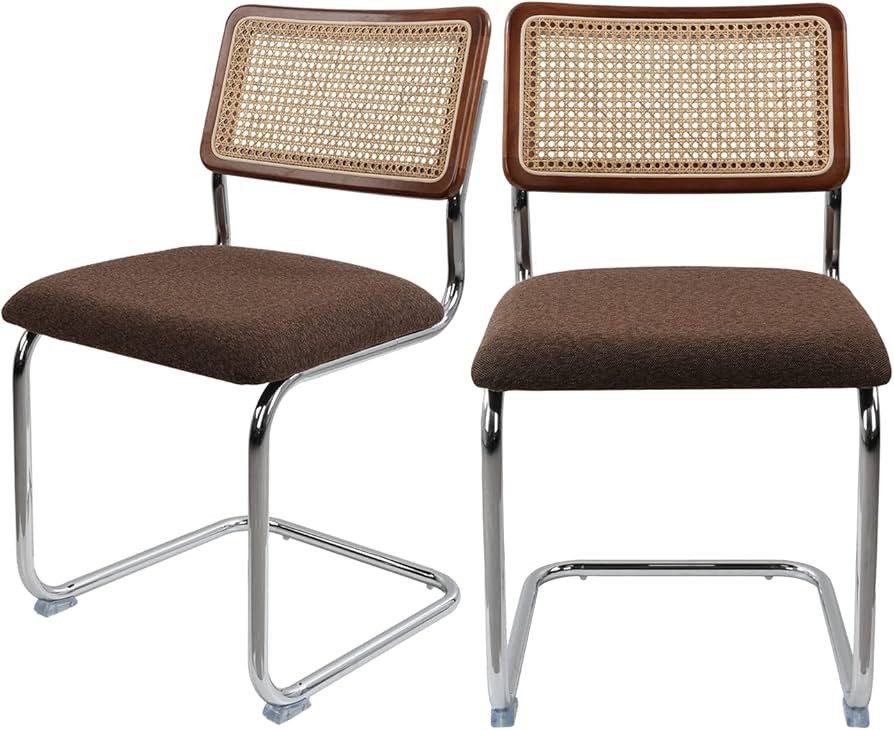 GrandNoor Brown Rattan Dining Chairs,Wooden Mid-Century Modern Kitchen Chairs, Armless Mesh Back ... | Amazon (US)