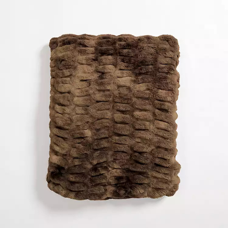 Brown Tie Dye Ruched Faux Fur Throw | Kirkland's Home