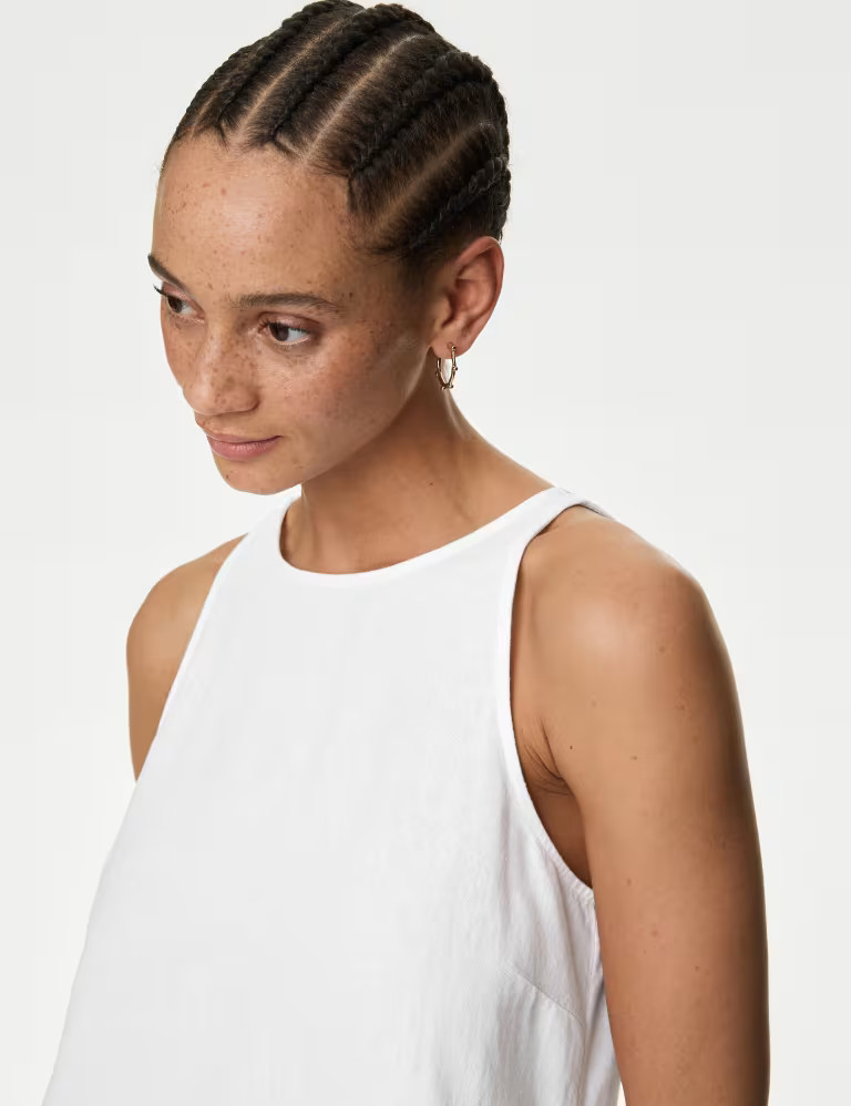 Linen Rich Round Neck Midi Slip Dress | Marks & Spencer (UK)