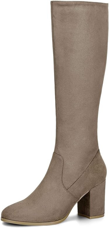 Allegra K Women's Chunky Heel Knee High Boots | Amazon (US)
