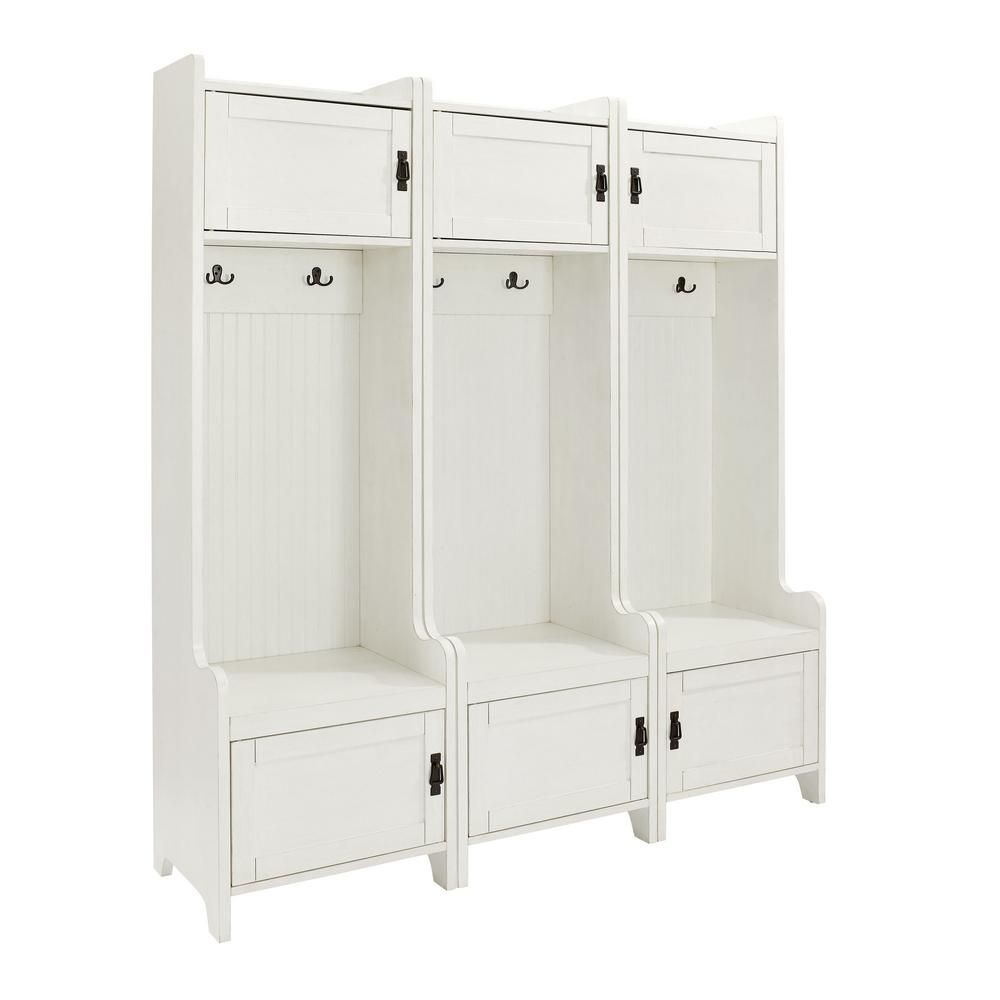 CROSLEY FURNITURE Fremont Distressed White Entryway Set (3-Piece)-KF60005WH - The Home Depot | The Home Depot