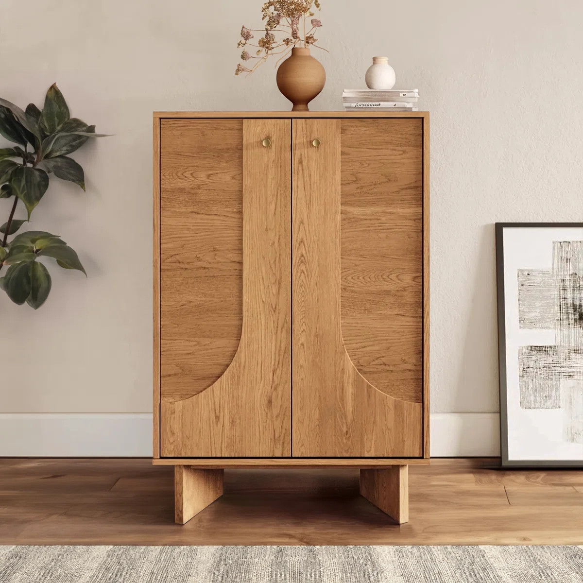 Corrigan Studio Malyun 2 Door USA Oak Wooden Accent Cabinet Storage Elegant Furniture for Home | Wayfair North America